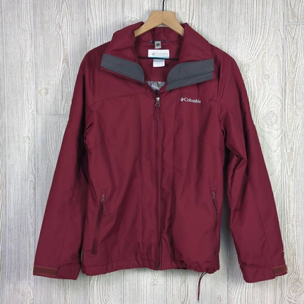 Columbia Womens Size Small Interchange Jacket Shell Burgundy Zip Front with Pock